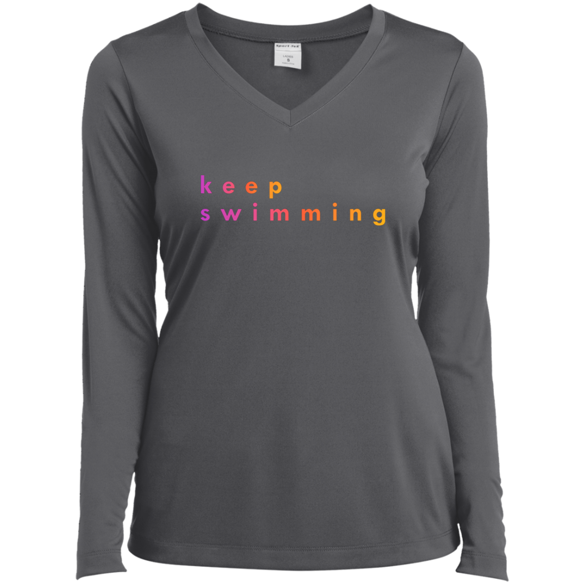 "Keep Swimming" Womens Long Sleeve V-neck T-shirt | BetterSaid.co