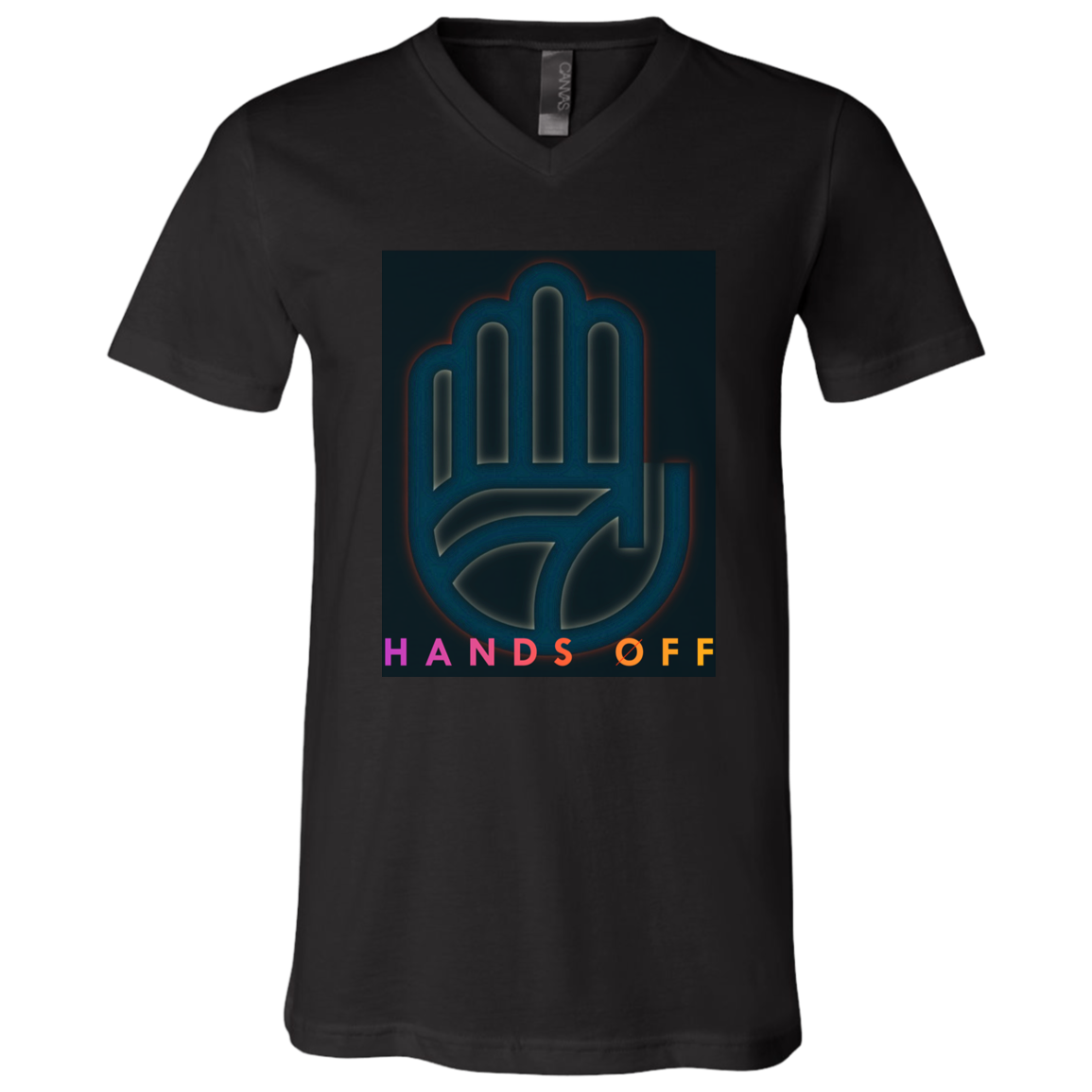 "Hands Off" Mens V-neck T-shirt | BetterSaid.co