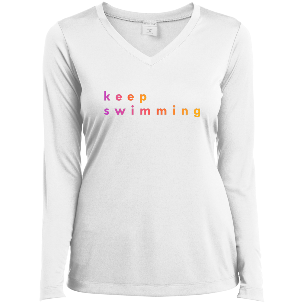 "Keep Swimming" Womens Long Sleeve V-neck T-shirt | BetterSaid.co