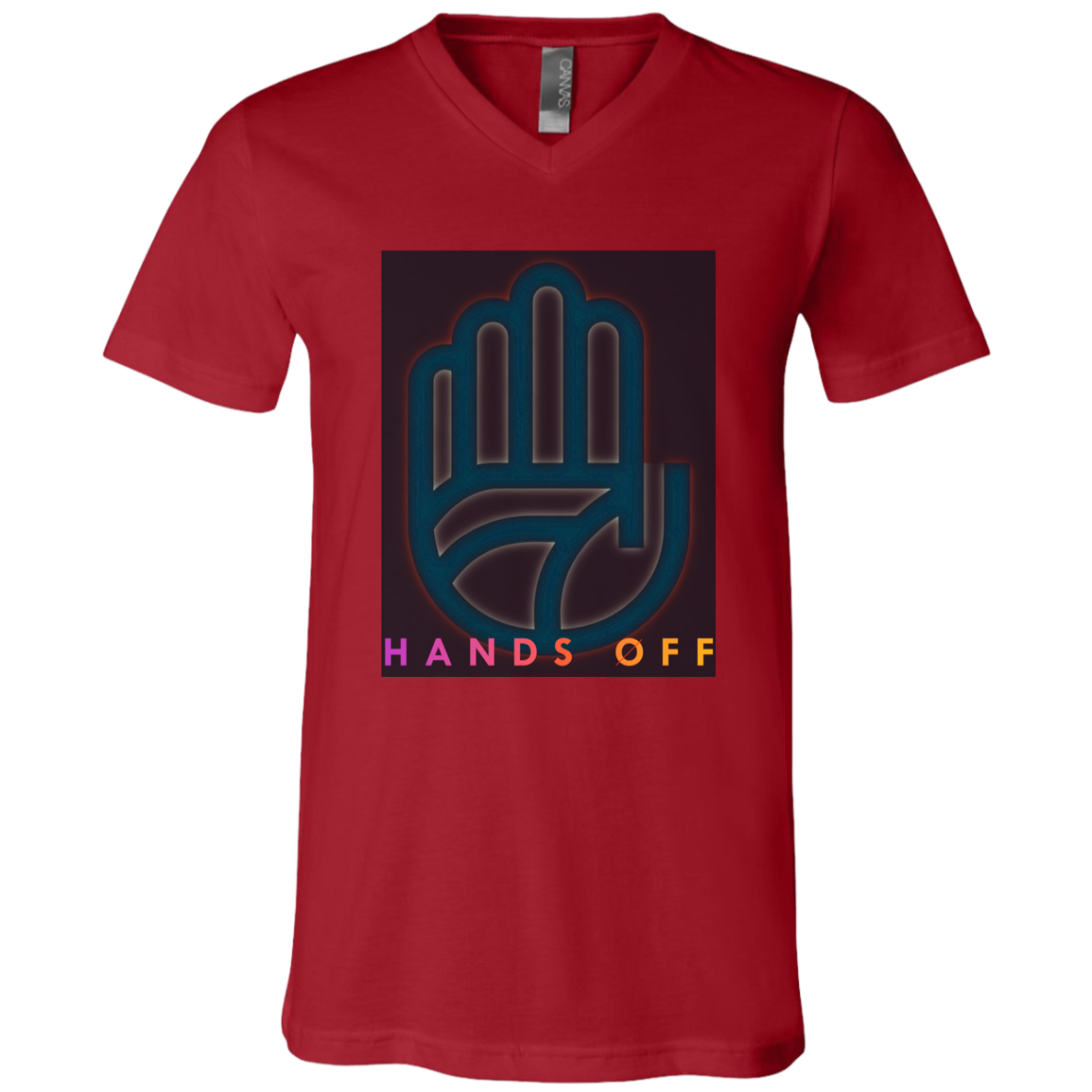 "Hands Off" Mens V-neck T-shirt | BetterSaid.co