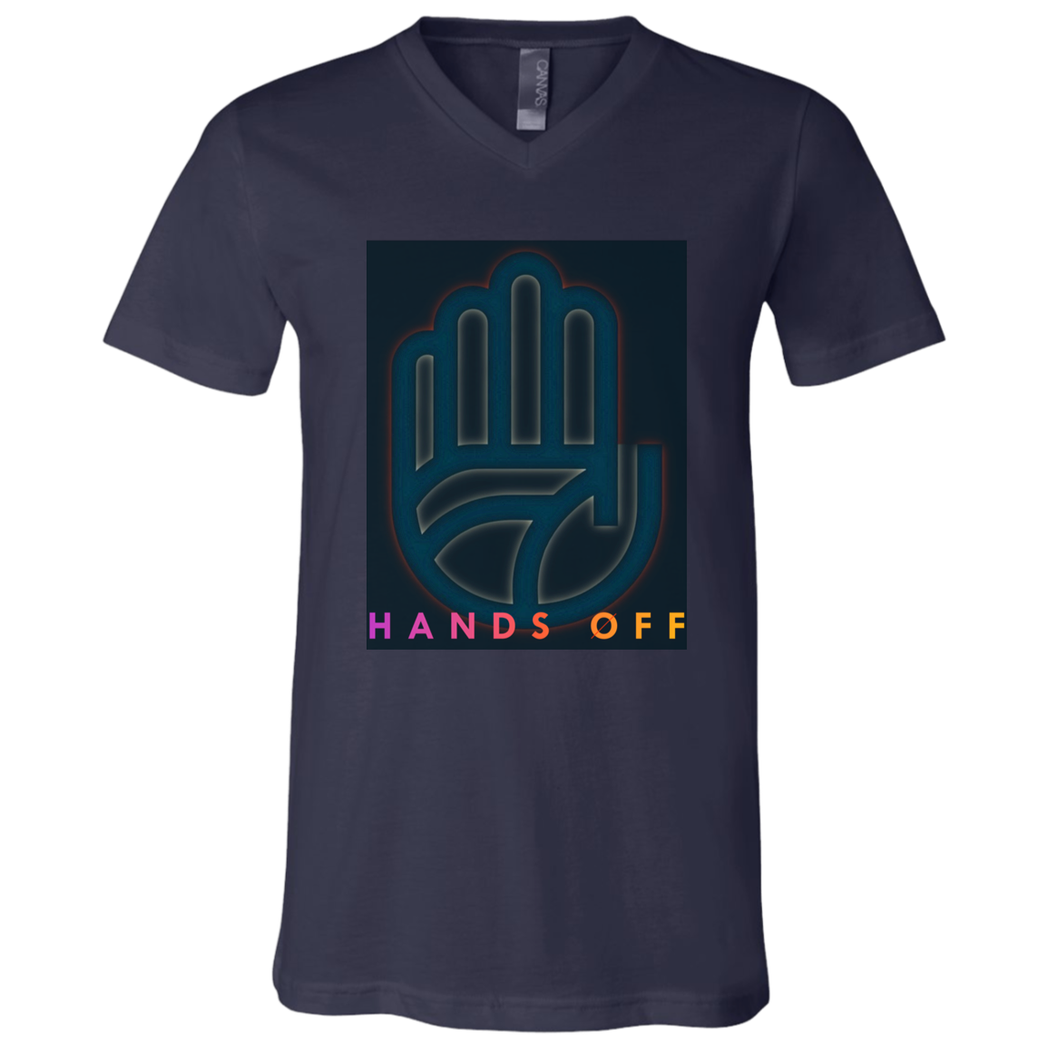 "Hands Off" Mens V-neck T-shirt | BetterSaid.co