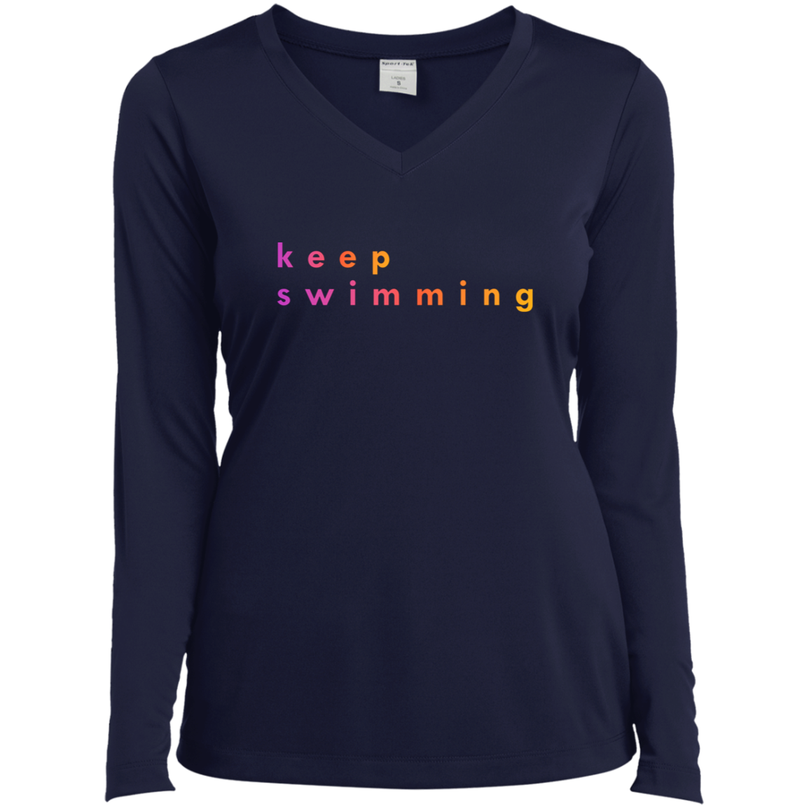 "Keep Swimming" Womens Long Sleeve V-neck T-shirt | BetterSaid.co