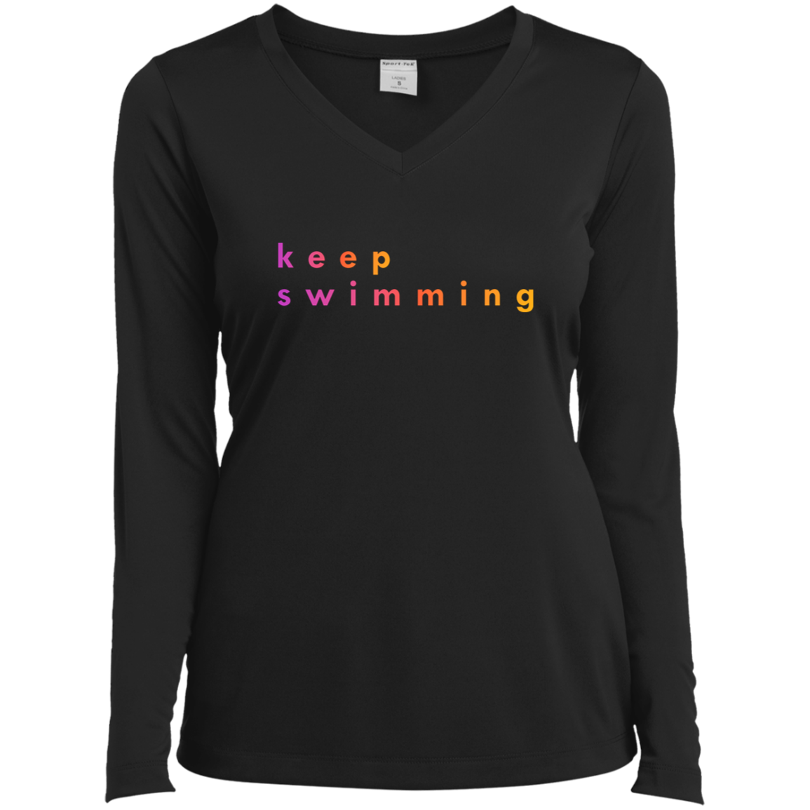 "Keep Swimming" Womens Long Sleeve V-neck T-shirt | BetterSaid.co
