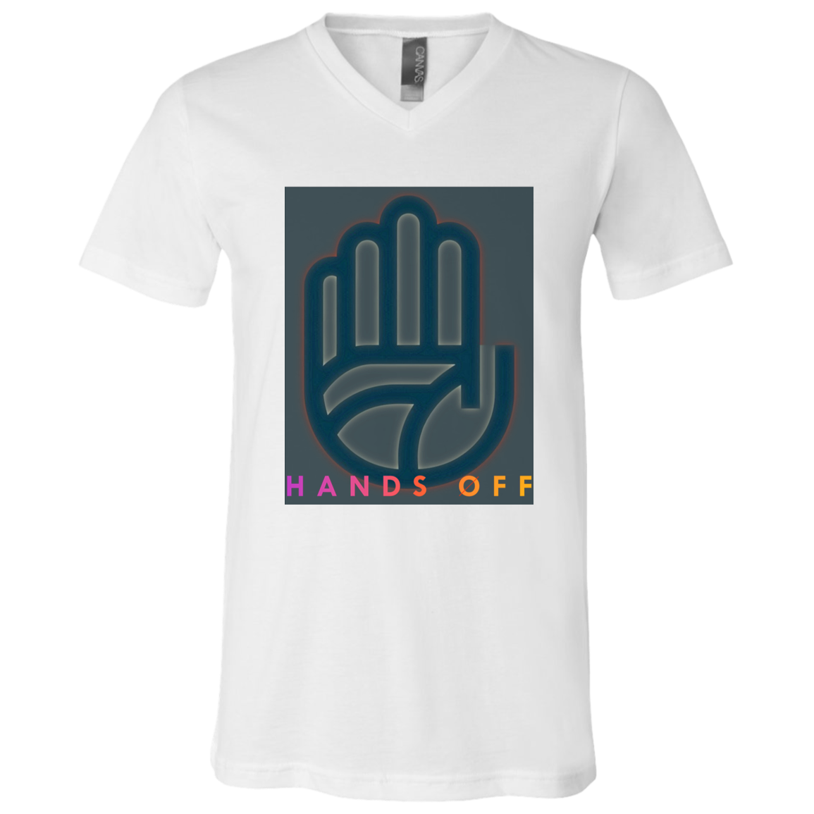 "Hands Off" Mens V-neck T-shirt | BetterSaid.co