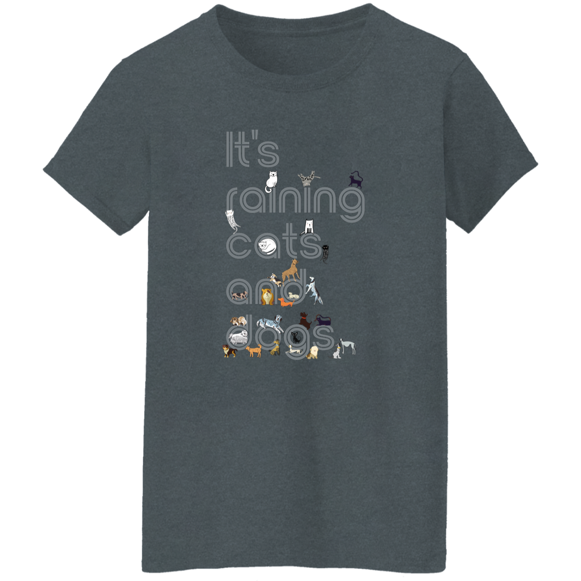 "It's raining cats and dogs." Womens T-shirt | BetterSaid.co