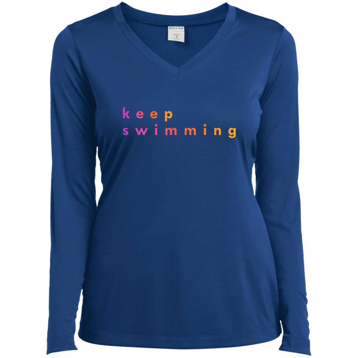 "Keep Swimming" Womens Long Sleeve V-neck T-shirt | BetterSaid.co